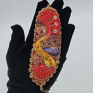 Bracelet Shibori Silk Swarovski Crystals #2083